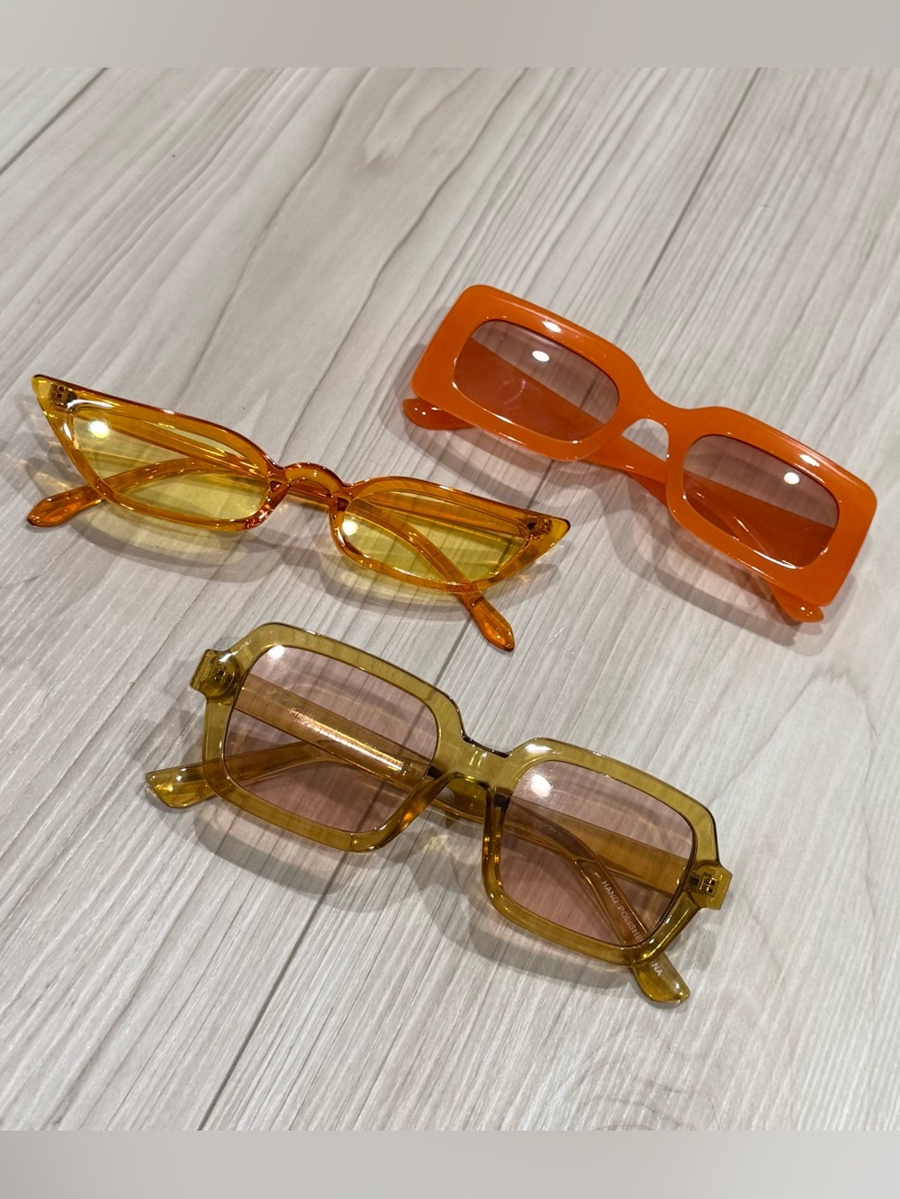 Set of 3 Orange and Yellow - Stylish Retro Sunglasses